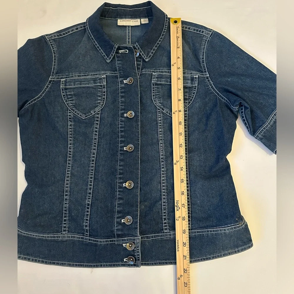 Coldwater Creek  Women’s Dark Blue Short sleeve Denim Shirt Jacket 12P - Picture 4 of 8